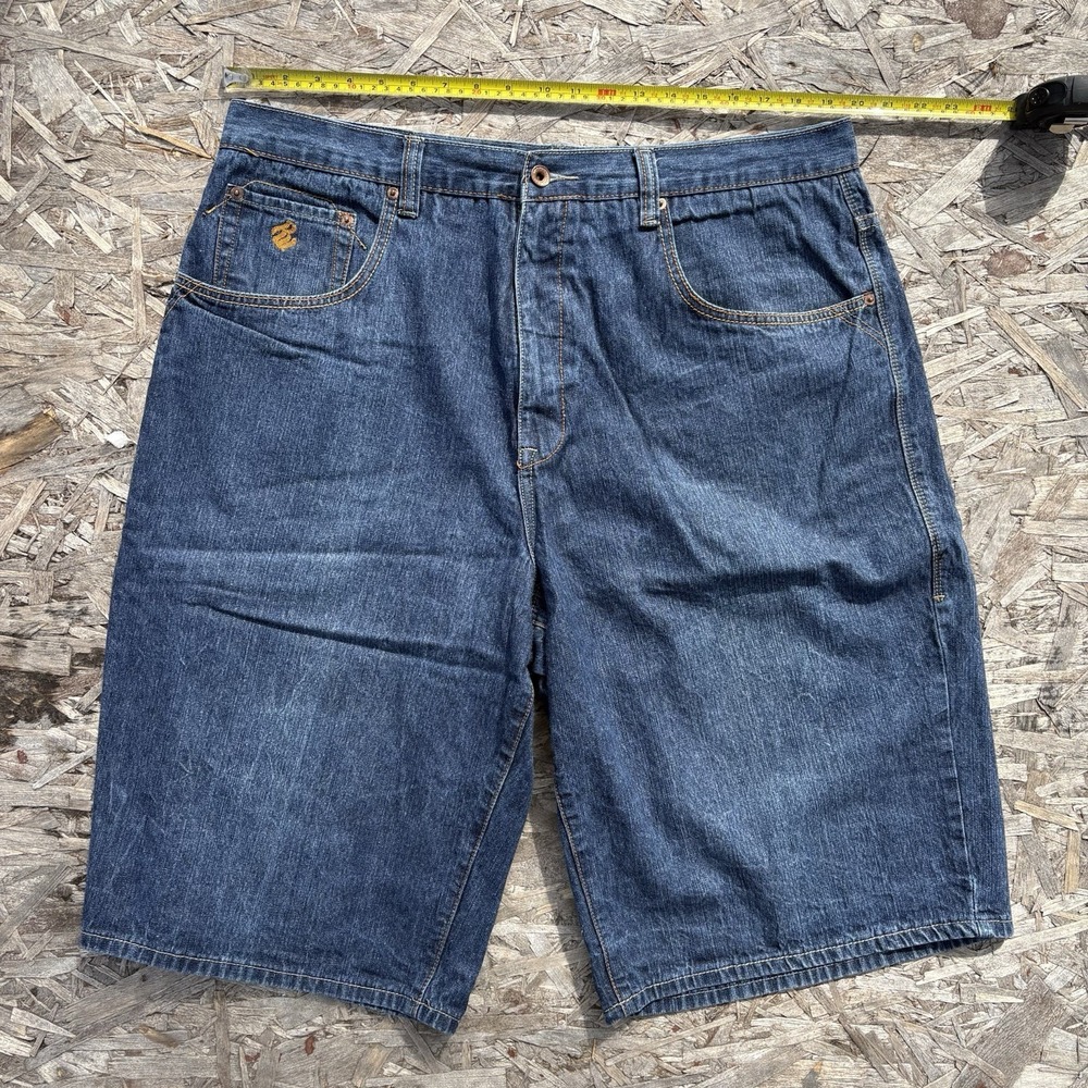 Rocawear Jean Shorts Size 40 Medium Wash Y2K 39x13 Hip Hop Embroidered Pockets